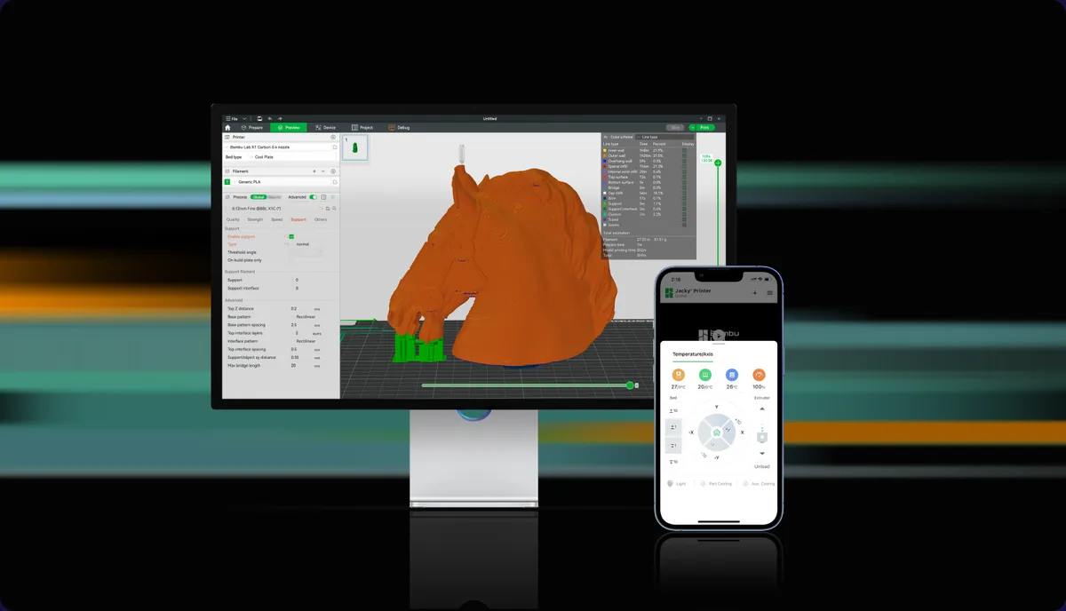 Bambu Studio dan Bambu Handy pada Bambu Lab P1S
